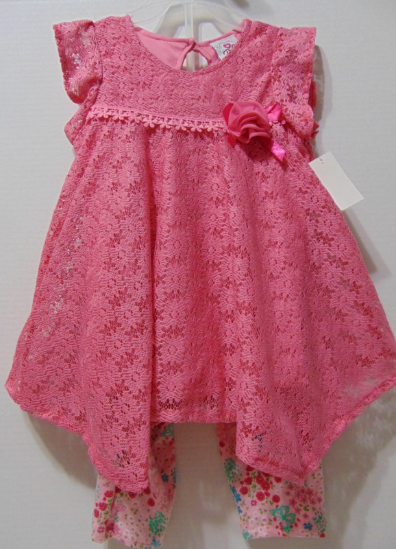 Girls Size 4T Rose Crochet Overlay Dress With Floral Leggings by Real Love NWT's gallery