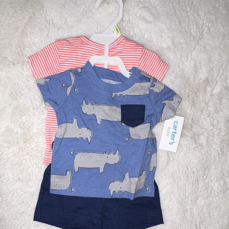 child of mine by carter’s 3 piece baby boy short outfit size 3-6 months