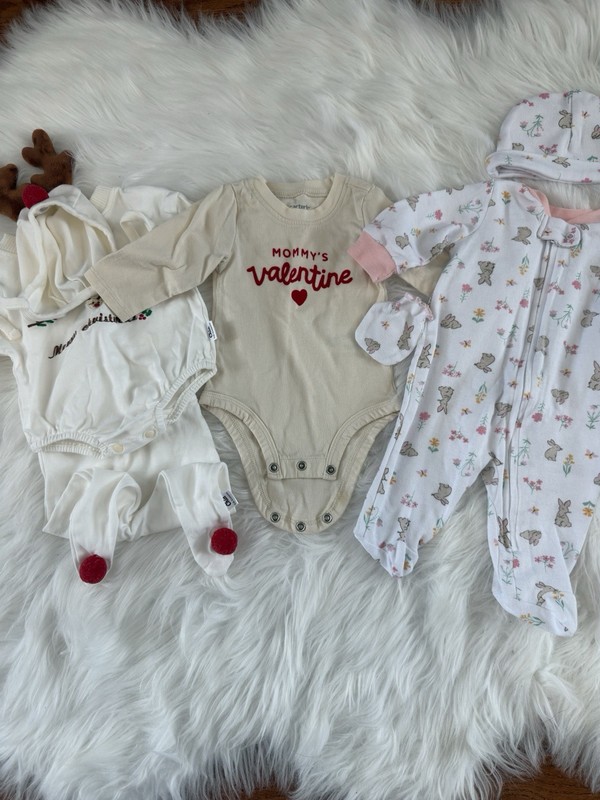 Holiday baby clothes 0-3 mo. Valentine Christmas Easter Bundle Of 3