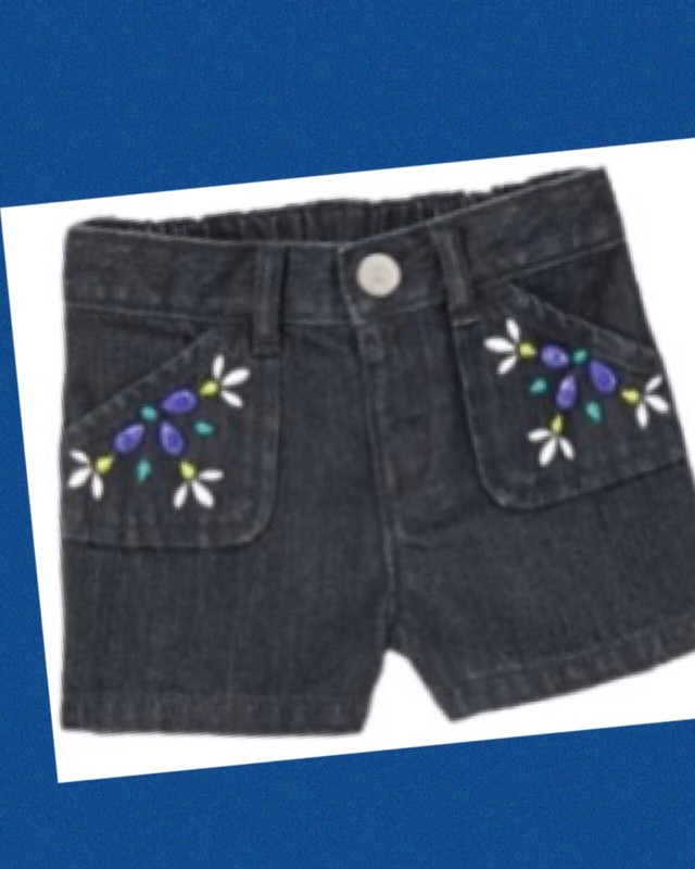 NWT 6-12 mos Gymboree “SAFARI SMILES” Cotton Denim Blue SHORTS geometric Design