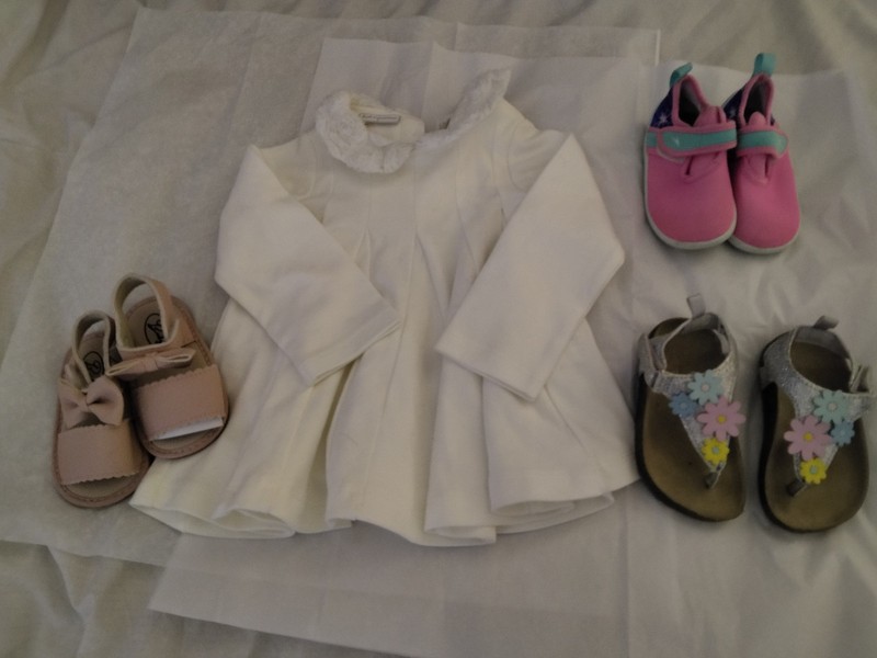Lot Of Infant Girl Shoes Size 5..5 -6 & First Impressions Dress 12 Months