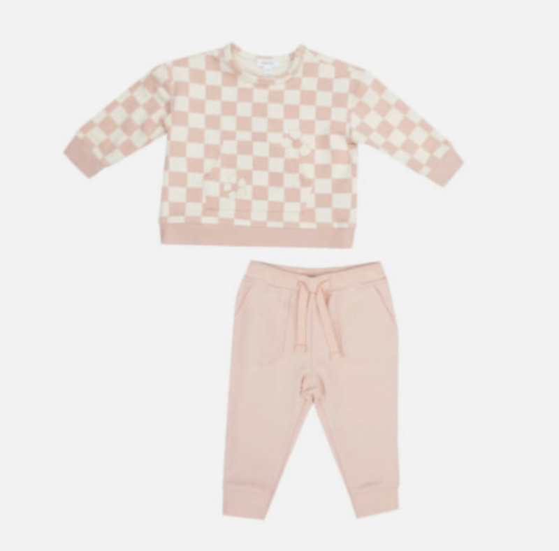 NWT Angel Dear Checkerboard Jogger Set Organic Cotton 12-18 mths
