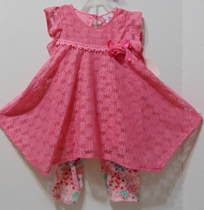 Girls Size 4T Rose Crochet Overlay Dress With Floral Leggings by Real Love NWT’s