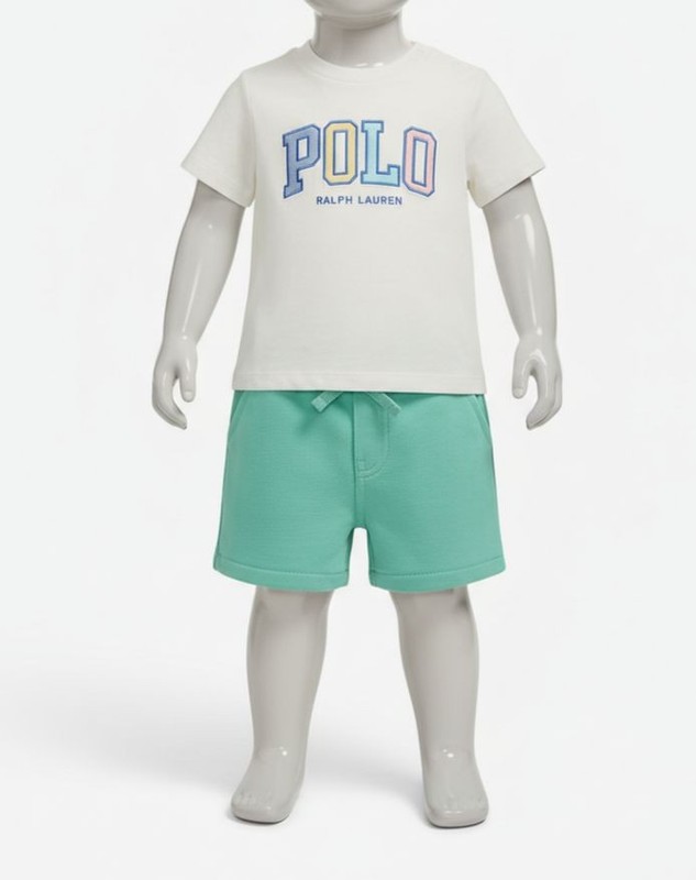 Polo Ralph Lauren Baby Boy’s Green Logo Jersey Tee & Short Set Size 3M