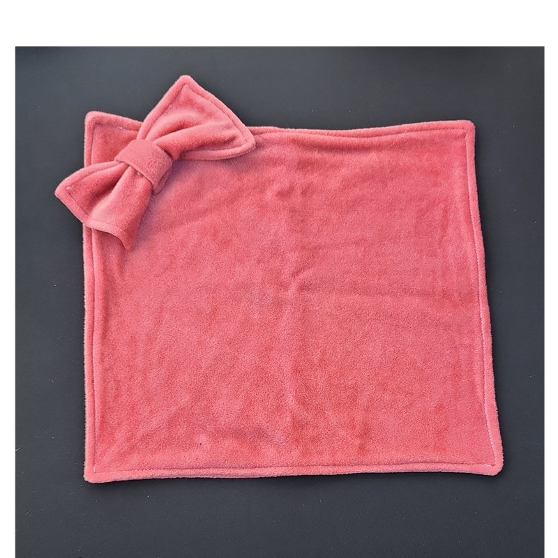 Pink Soft Cotton Square Baby Snuggler 12×12 Solid with Decorative Bow Accent