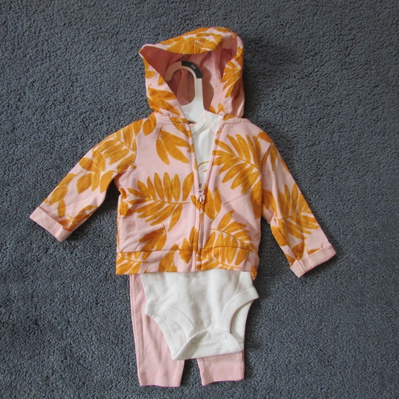 NEW Carters 3 Month 3 Piece Outfit Zip Hoodie Pants T-Shirt Giraffe Pink Brown