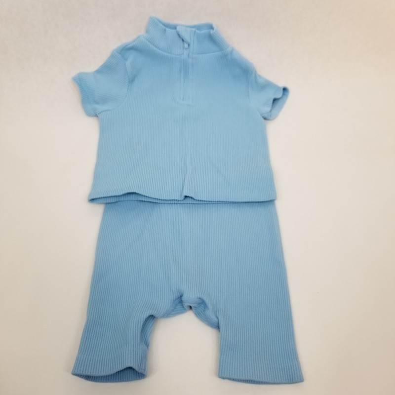 90 Degree By Reflex Bike Short Set Girls 2-Piece Rib Light Blue Size 24 Months.