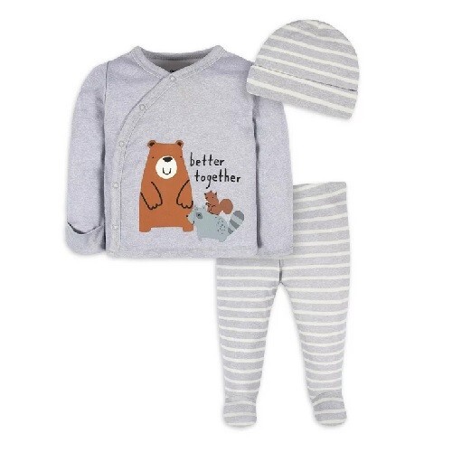 Gerber Baby Boy 3-Piece Light Gray «Better Together» Take Me Home Set Size 0-3M