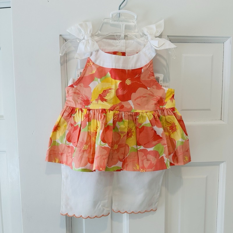 Janie and Jack Floral Kids Matching Set – Orange and White Size 6-12m NWT