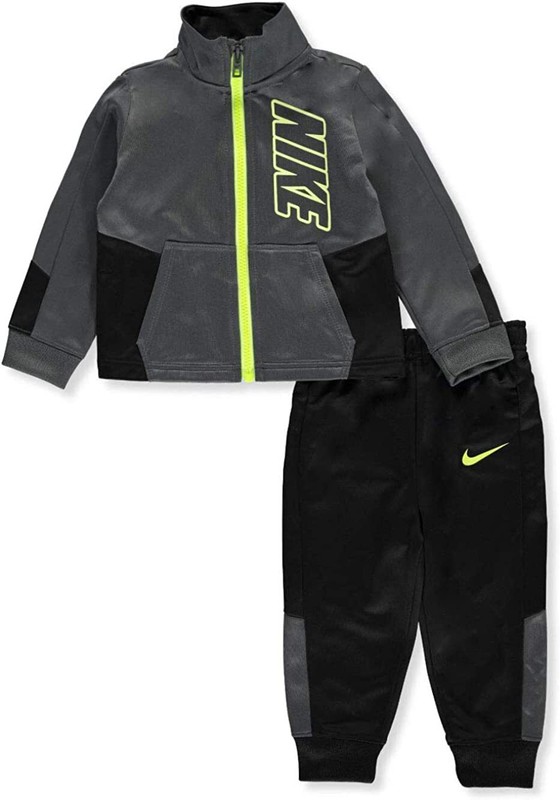 Nike Baby Boy’s Grey/Black/Volt Tracksuit Jacket & Pants Set (66E201) Size 18M