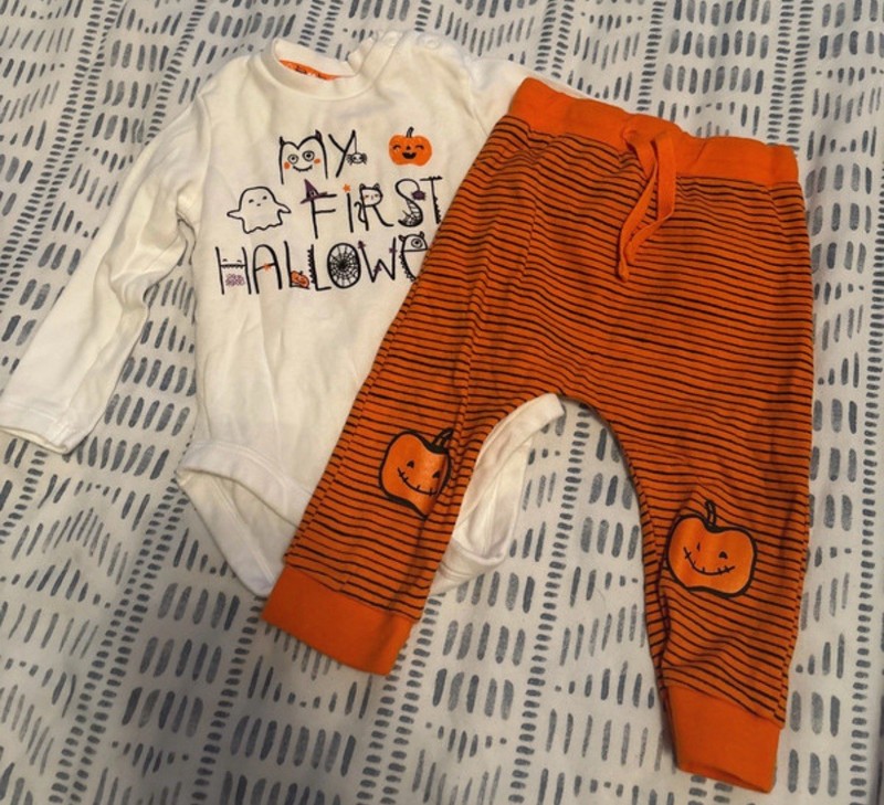 F&F at Asda Baby Grow 6-9 Months ‘My First Halloween’ Pumpkin Design