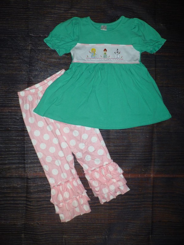 NEW Boutique Frozen Princess Elsa Ana Olaf Tunic & Legging Girls Outfit Set