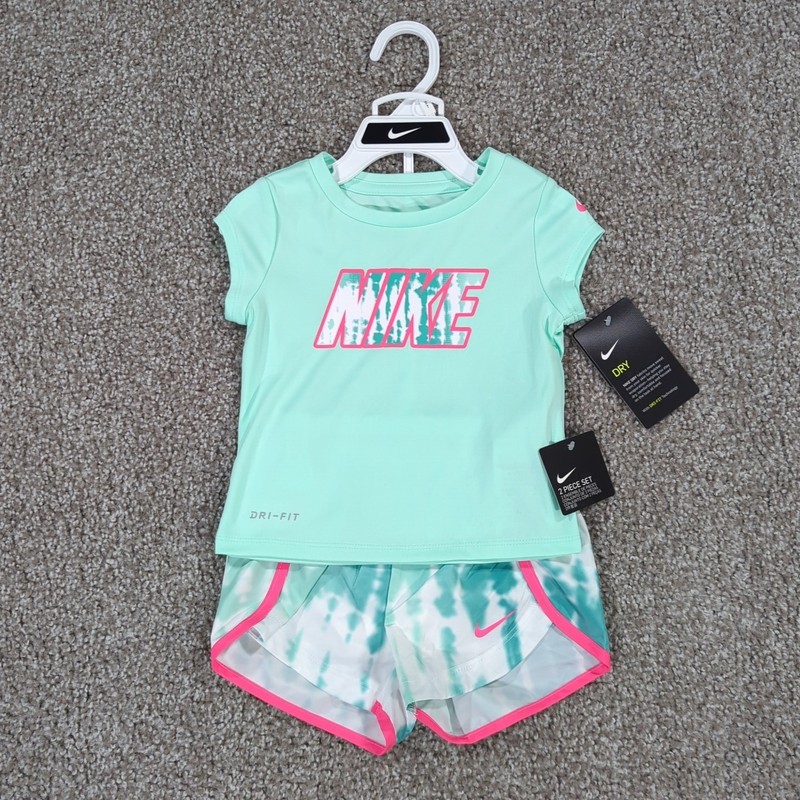 Toddler Girls Nike T-shirt & Sprinter Shorts Set Mint Foam Green 2T 3T
