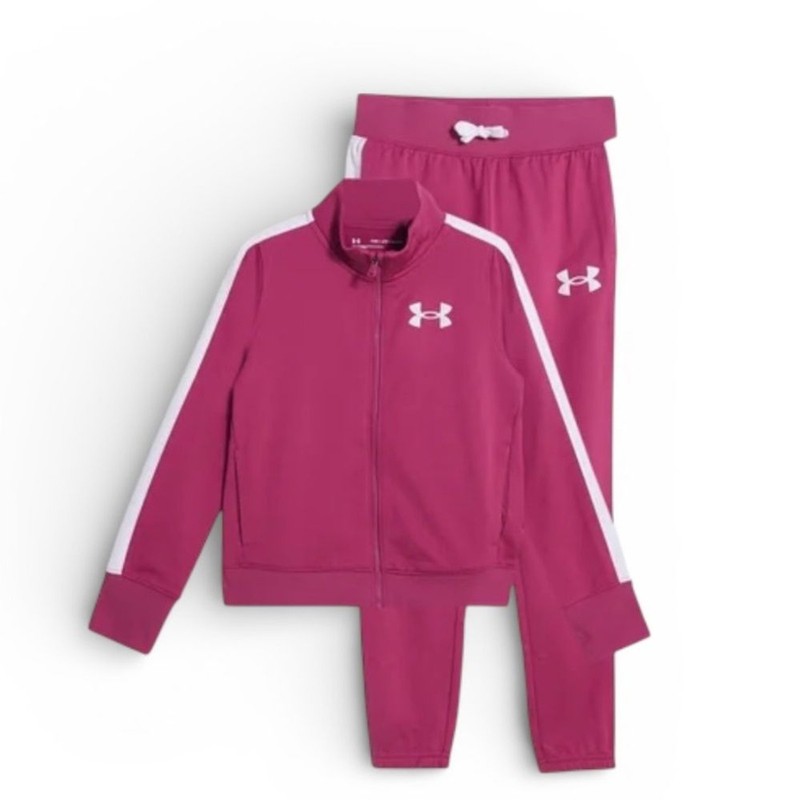 UNDER ARMOUR Knit Girls’ Tracksuit Jacket pants large pink white