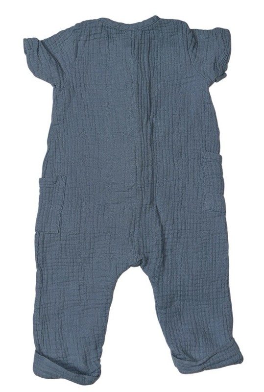 Preowned- Liam & James Solid Blue Romper Boys (Size 12 Months) gallery