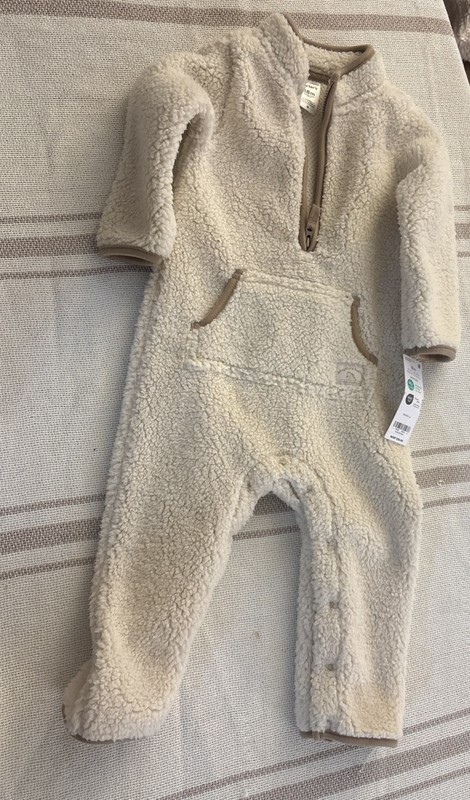 Carters Sherpa Long-Sleeve One Piece Cream Beige Size 18 Months Unisex Boy Girl