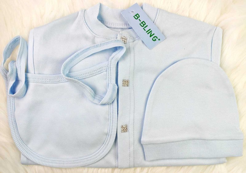 Unisex Newborn Homecoming Royal Plain Romper & Babygrow Sleepsuit Set gallery