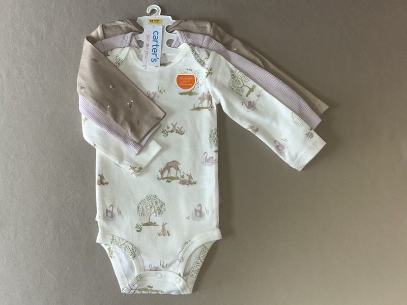 Pack Of THREE Carter’s Baby Girls 12 Months 100% Cotton Bodysuits, New With Tags gallery