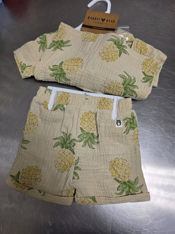 Rabbit Bear Organic Cotton Baby Outfit Pineapple Sunglasses Size 12 Months gallery