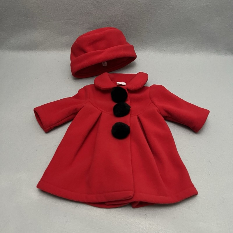 Little Me Red Baby Coat & Hat Set 3M Storybook Holiday Vintage Style