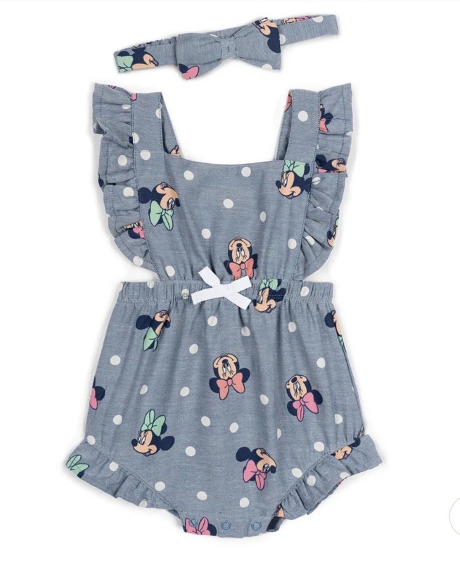 DISNEY MINNIE MOUSE SQUARE NECK CHAMBRAY ROMPER – Size 18M