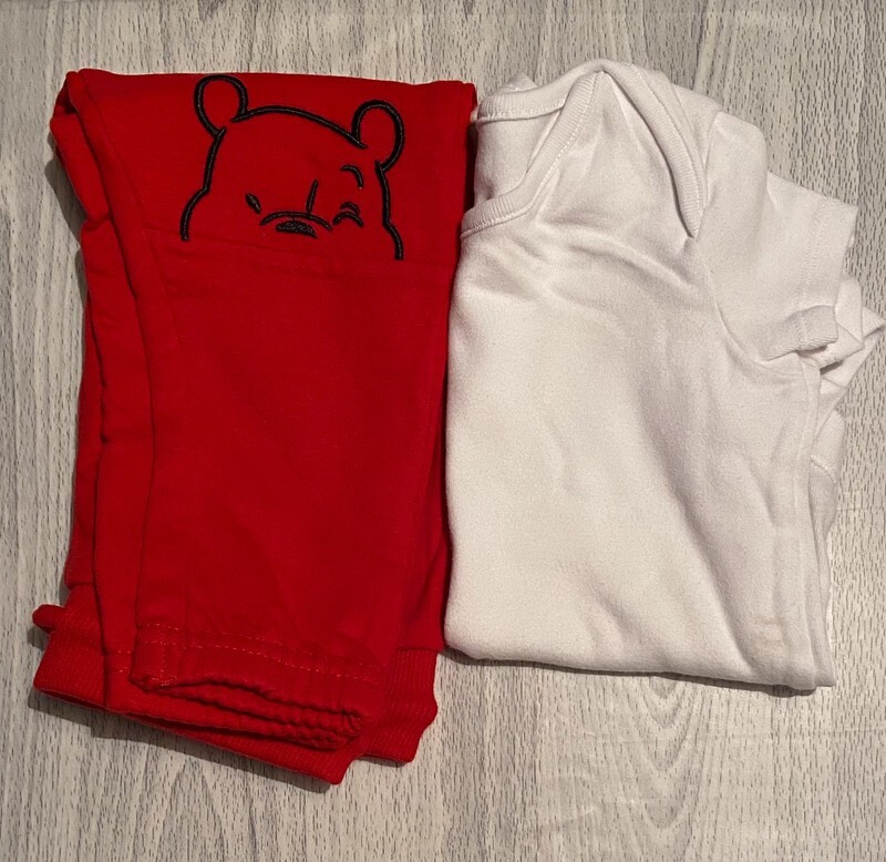Winne the pooh trousers with plain white short sleeved body suit