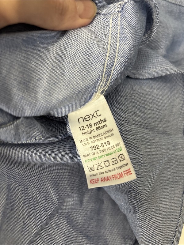 Boys Next Chambray Blue Shirt & Tie Set Age 12-18 Mnts NWT gallery