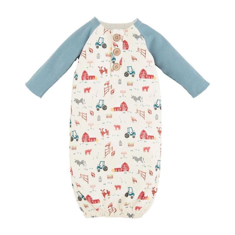 Mud Pie H4 Baby Boy Farmhouse Take Me Home Gown 0-3mo Sleeper 10800071