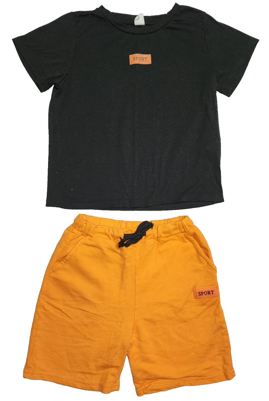 Shein Boys 5y Casual Summer Set Shirt Sleeves T-Shirt & Shorts Black Orange…