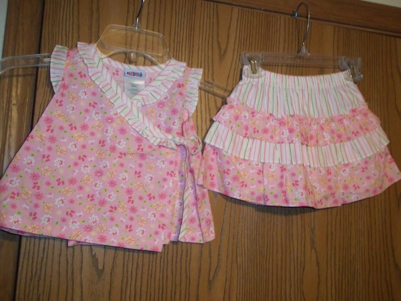 Okie Dokie Girls Size 18 Months Pink Floral Top Skort NEW
