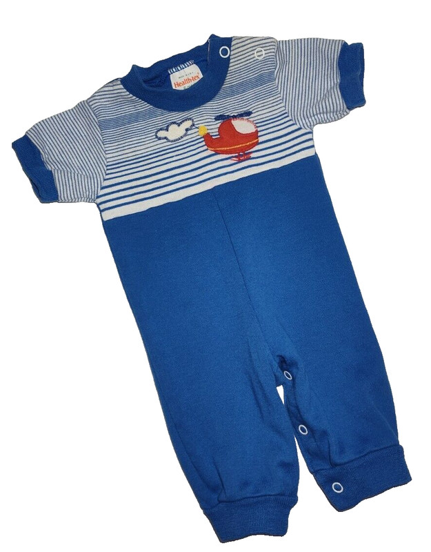 Health-Tex Vtg Baby Boy 3 6 Mos Outfit Lot Blue Helicopter Stripe Corduroy 2pc gallery
