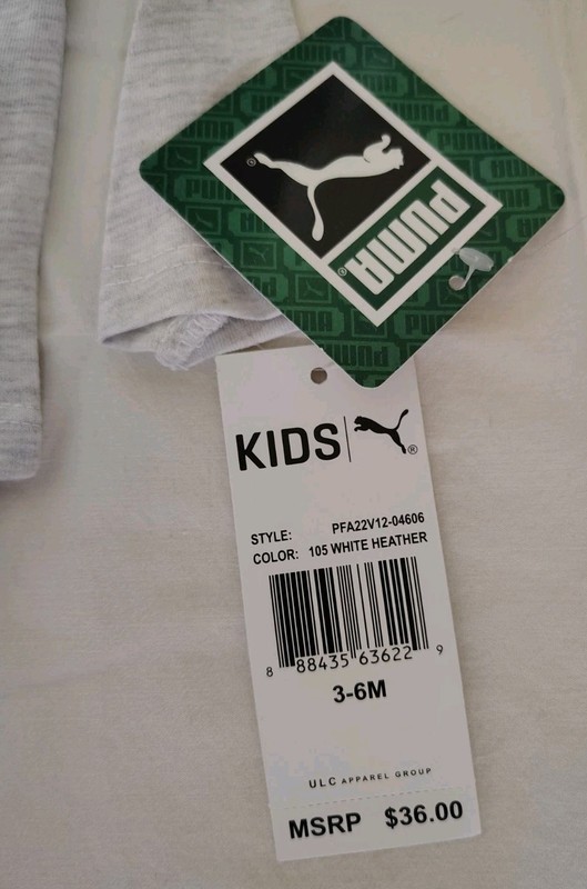 NWT Puma Kids 2 Piece Set 3-6M Gray and Pink Long Sleeve Shirt and Leggings gallery