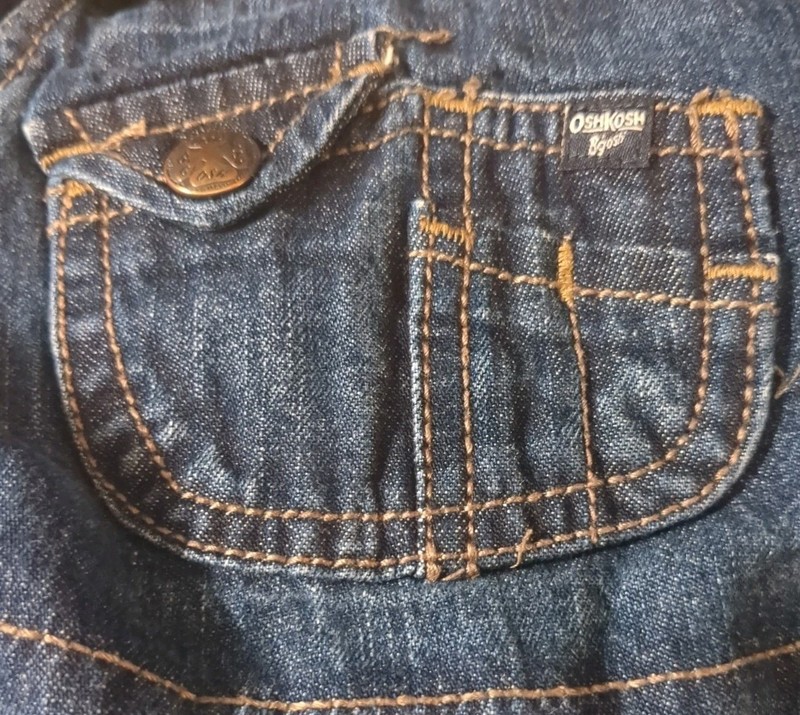 2 Piece OshKosh B’gosh Toddler 9 Months Denim Bib Overalls + SS Plaid Shirt gallery