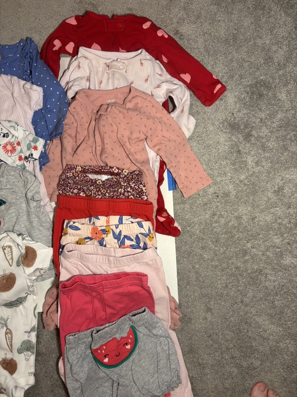 18 Lot Mixed Baby Bodysuit Bundle with Cherries & Floral Prints - Multi Color gallery