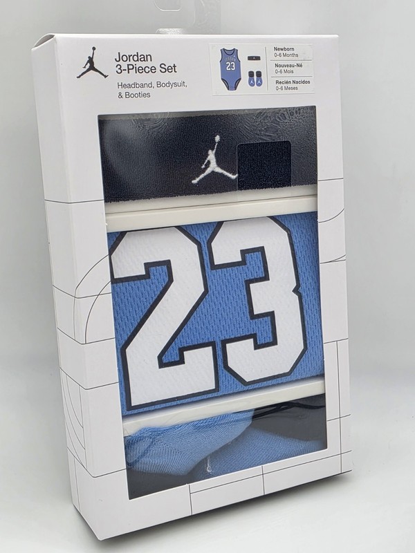 3 Piece Nike Jordan Baby Boys Outfit / Gift 0-6 Months, Jersey Headband BLUE B26