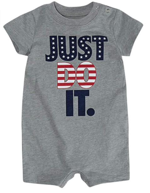 Nike Stars & Stripes «Just Do It» Baby Romper Size 3 Months Gray Grey FREE SHIP!