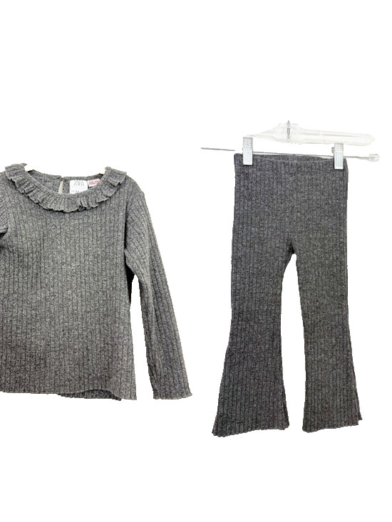 Zara Toddler Girls Gray Long Sleeve Pant Set Size 3-4