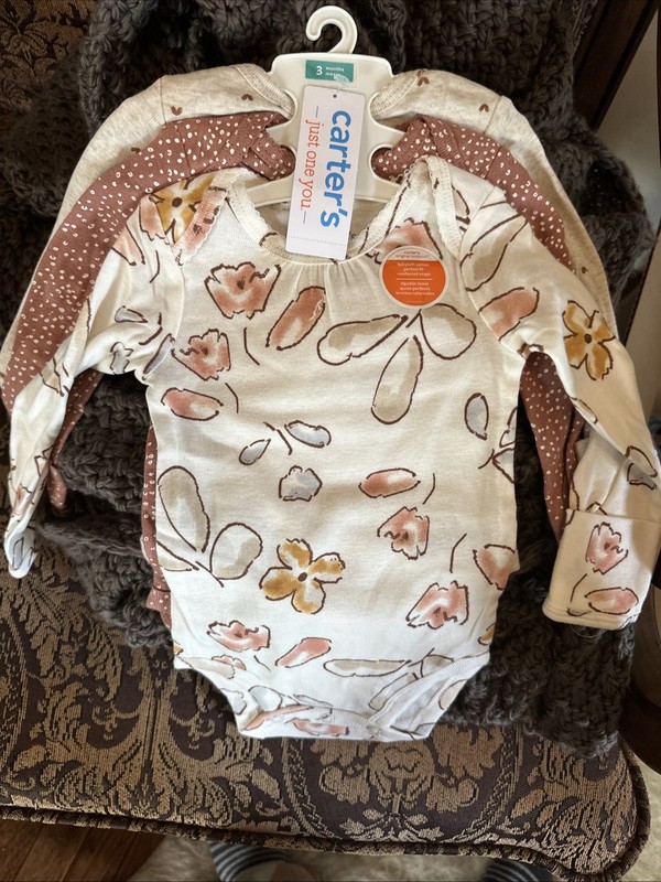 Carter’s Just One You Baby Girls 3pk Long Sleeve Bodysuit- Size 3 Months