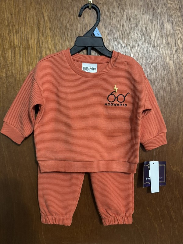 NEW NWT Official Harry Potter 3-6Mo Orange Ribbed Knit Sweatshirt & Joggers