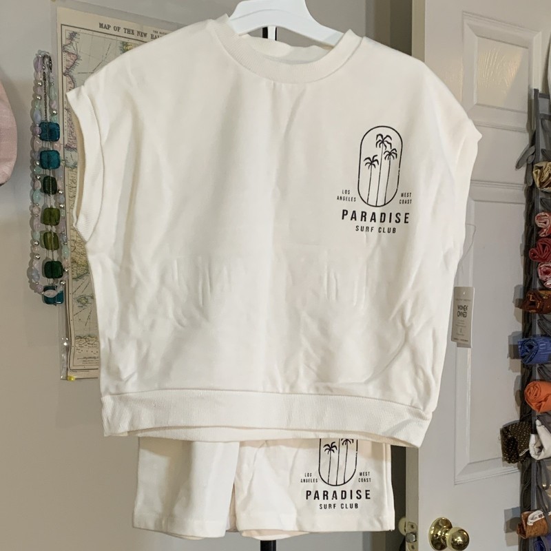 Grayson mini Paradise Surf Club 2pc Sweatshirt Shorts Set White 3T