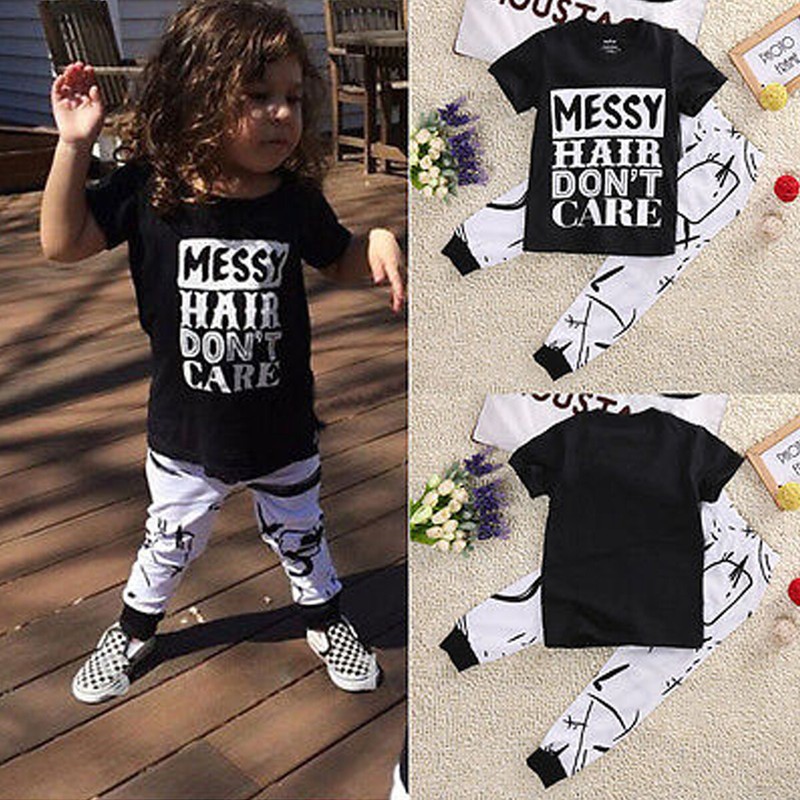 Toddler Baby Boys Girls Clothes Summer Outfits Short Sleeve T Shirt Pants Sets