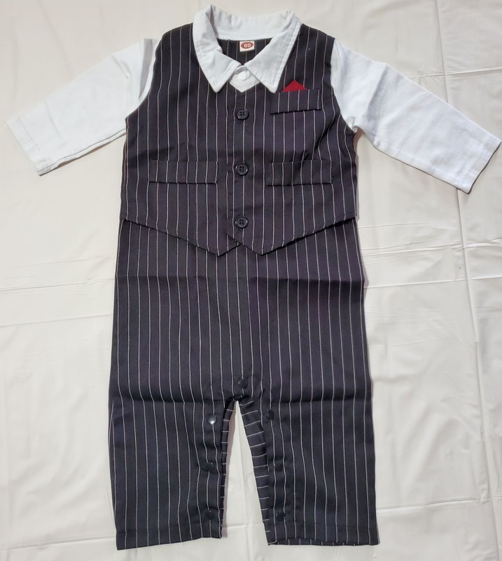 Baby Pinstripe Outfit Size 80 Cotton Polyester Pre-owned Black White
