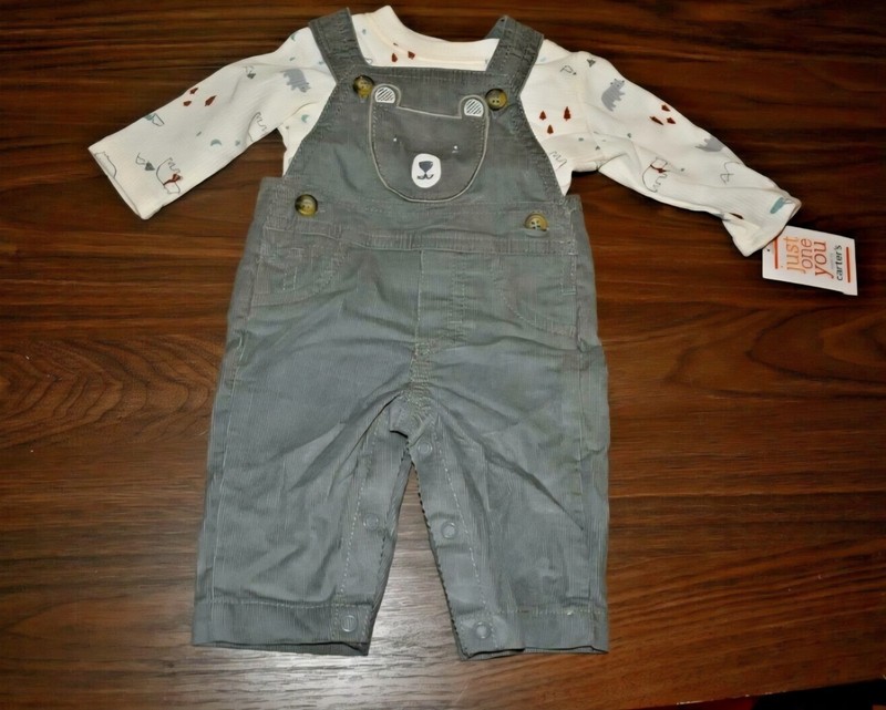 NWT Carter’s Boys Corduroy Overalls Set Sz 18 Months L/S Shirt Polar Bear Outfit