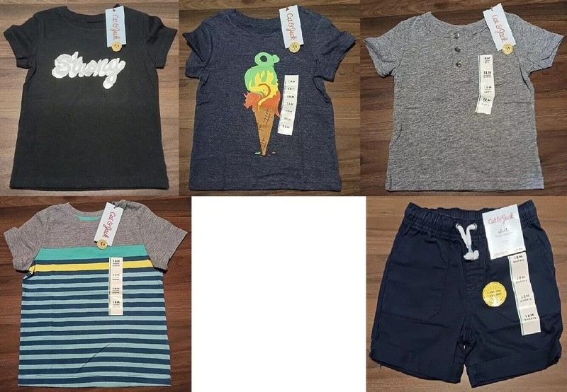 Baby Boy Size 18 Months 4 T-Shirts & 1 Flexible Drawstring Shorts Cat & Jack New