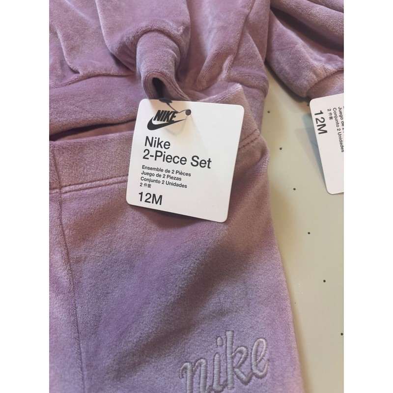 Nike Baby Girls 12M Velour Hoodie and Flare Pants 2-Piece Set Purple 16M538-510 gallery