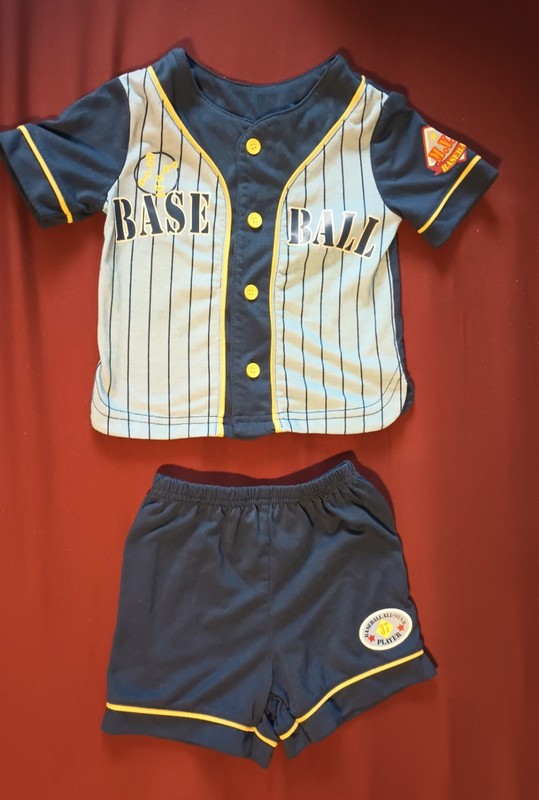 *VTG Boys Circo Baseball Jersey & Shorts Sleepwear Set, 12 Months, Blue and Navy