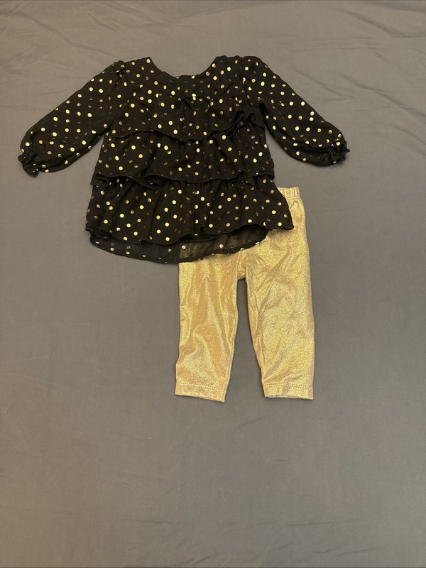 Healthtex Baby Black/Gold Two Piece Outfit 6-9 Months