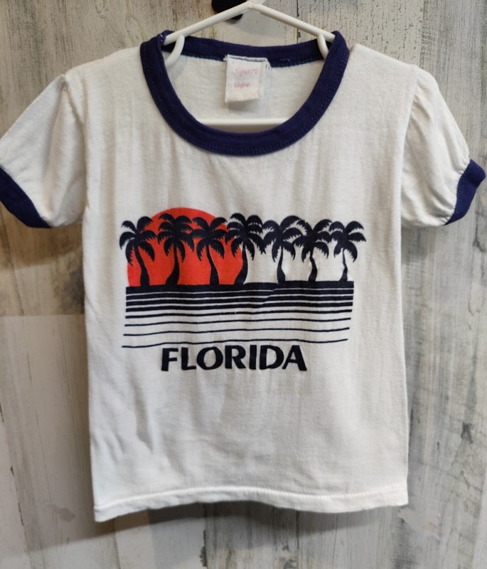Vintage Florida Palm Trees Sunset Ringer Tee Baby Read Size Details