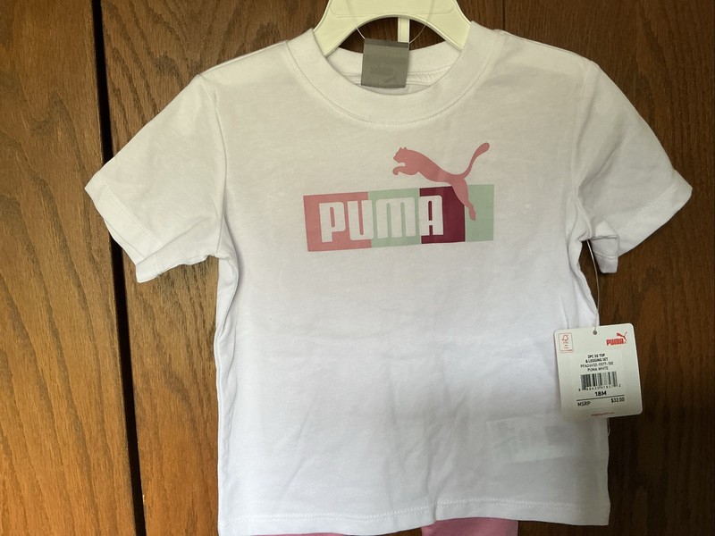 Puma 2 Piece Set Girl’s 18 M Pink White Top & Legging Set NWT gallery