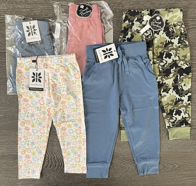 NWT!! LOT Of 5 Pieces Of Sweet Bamboo Slacker Pocket Pant and Legging Sz 6-12M
